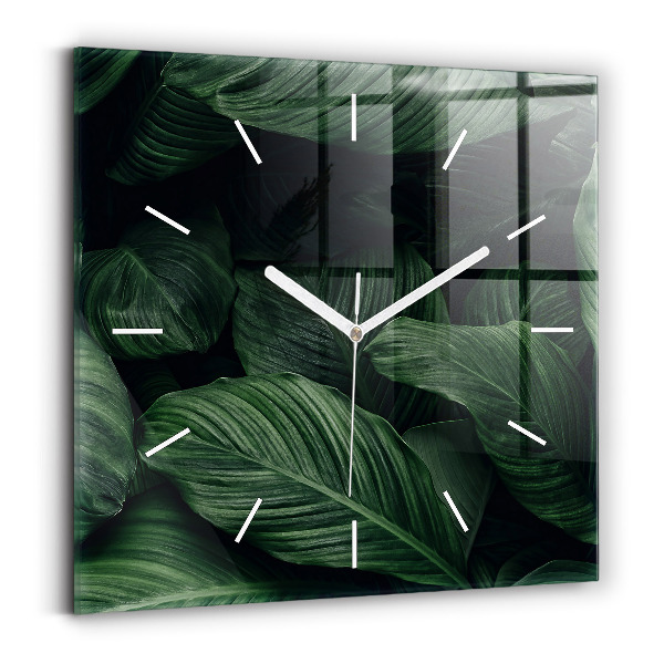 Wanduhr modern quadratisch Tropische Monstera