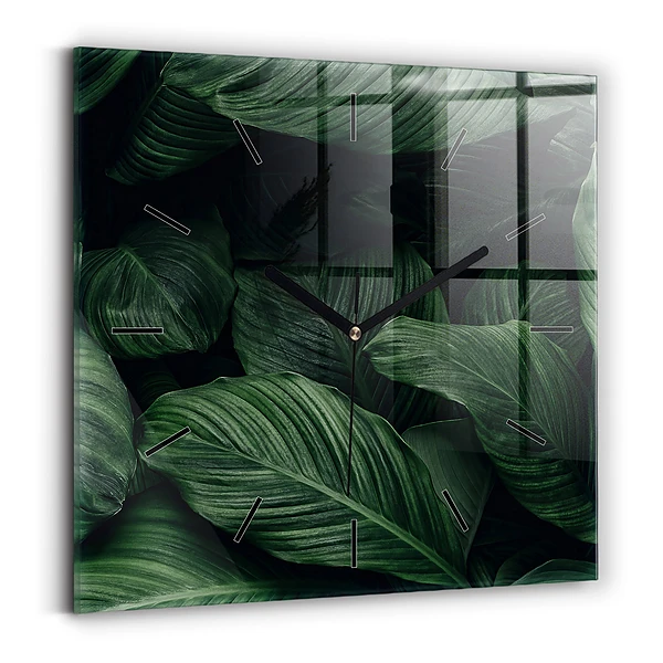 Wanduhr modern quadratisch Tropische Monstera