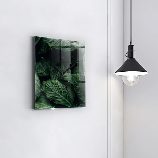 Wanduhr modern quadratisch Tropische Monstera