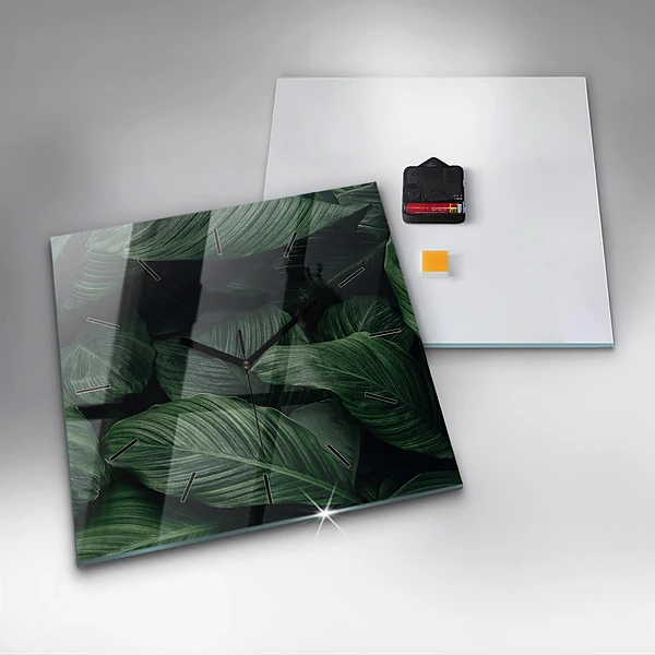 Wanduhr modern quadratisch Tropische Monstera