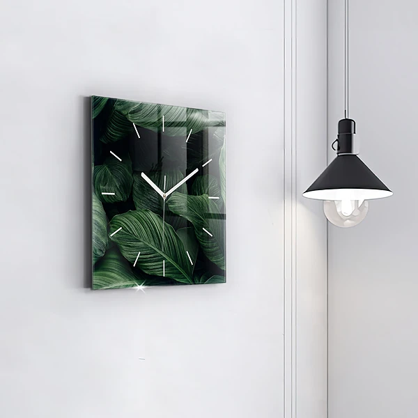 Wanduhr modern quadratisch Tropische Monstera