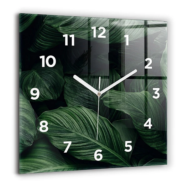 Wanduhr modern quadratisch Tropische Monstera