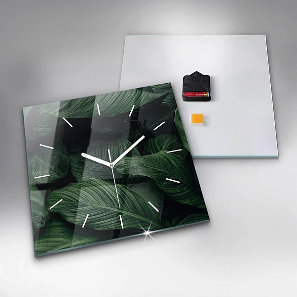 Wanduhr modern quadratisch Tropische Monstera