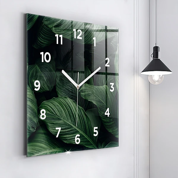 Wanduhr modern quadratisch Tropische Monstera