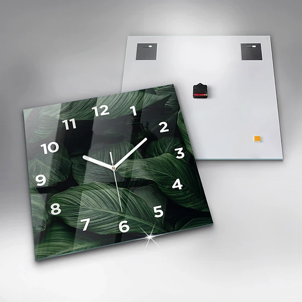 Wanduhr modern quadratisch Tropische Monstera