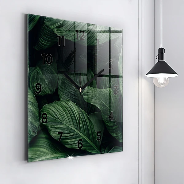 Wanduhr modern quadratisch Tropische Monstera