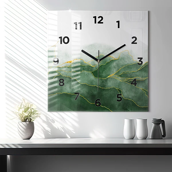 Wanduhr quadratisch mit motiv Abstrakte Blätter