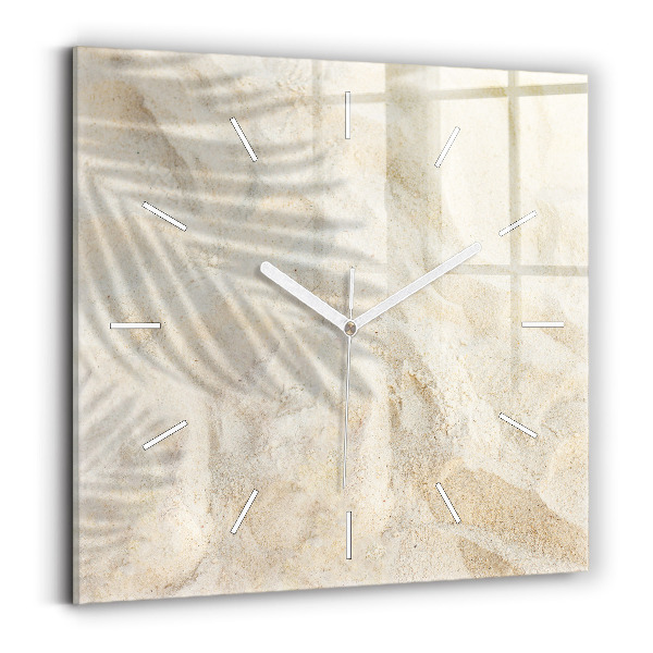 Wanduhr quadratisch Schatten einer Palme Sand