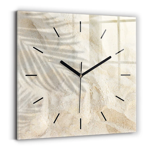 Wanduhr quadratisch Schatten einer Palme Sand