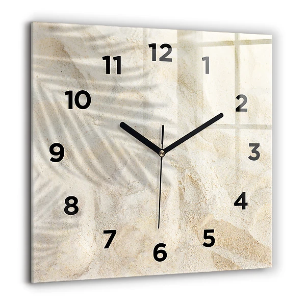 Wanduhr quadratisch Schatten einer Palme Sand