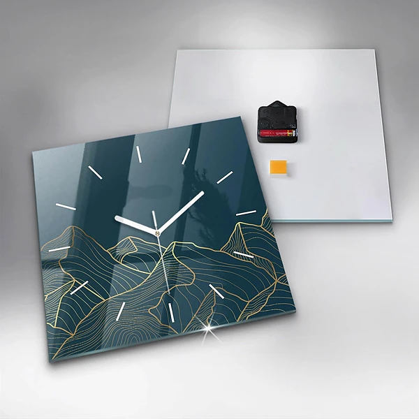 Wanduhr modern quadratisch Skizze von Bergen