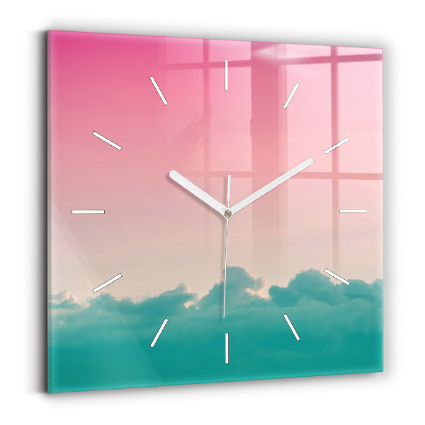 Wanduhr modern quadratisch Himmel mit Farbverlauf