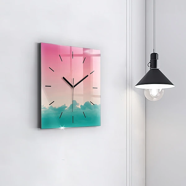 Wanduhr modern quadratisch Himmel mit Farbverlauf