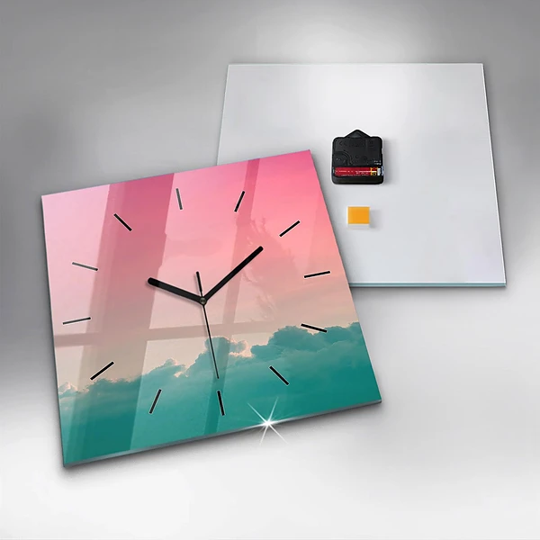 Wanduhr modern quadratisch Himmel mit Farbverlauf
