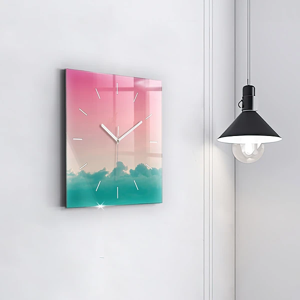 Wanduhr modern quadratisch Himmel mit Farbverlauf