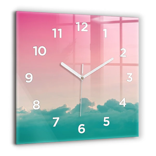 Wanduhr modern quadratisch Himmel mit Farbverlauf