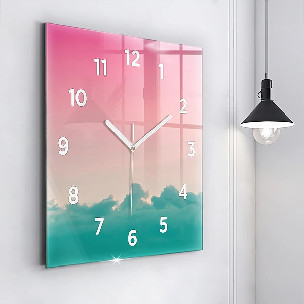 Wanduhr modern quadratisch Himmel mit Farbverlauf