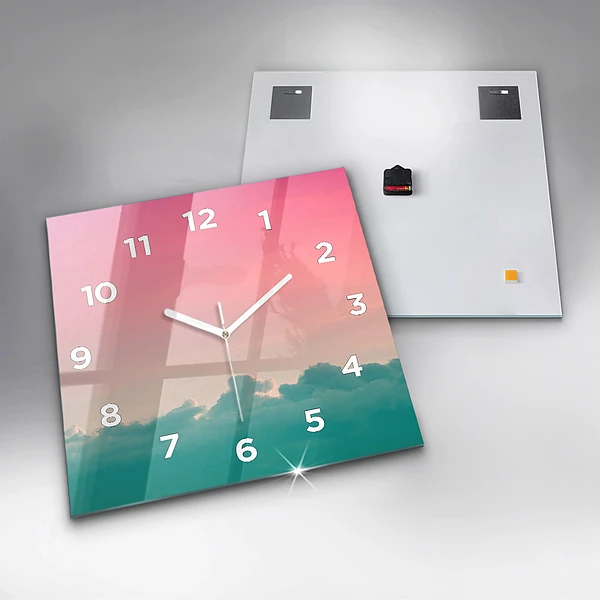 Wanduhr modern quadratisch Himmel mit Farbverlauf