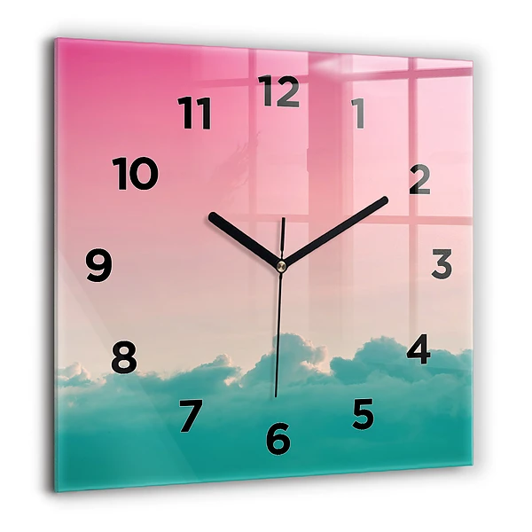 Wanduhr modern quadratisch Himmel mit Farbverlauf