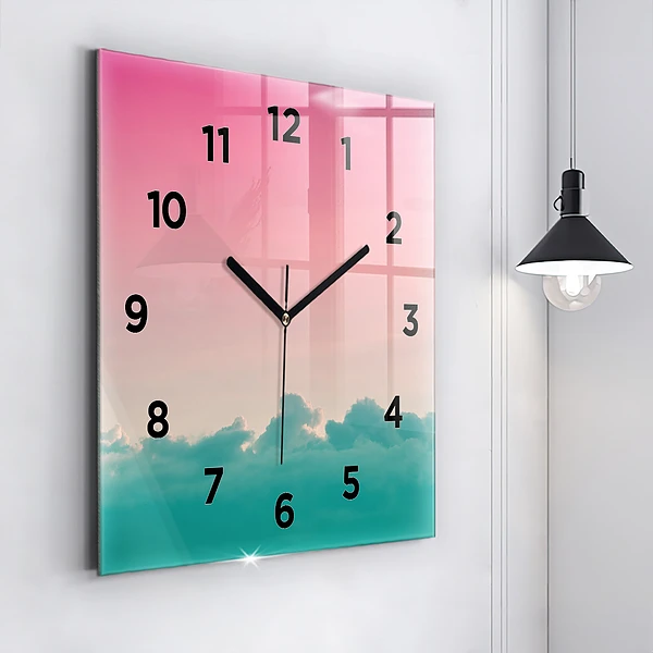 Wanduhr modern quadratisch Himmel mit Farbverlauf