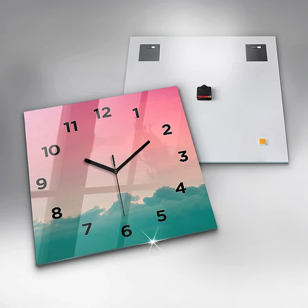 Wanduhr modern quadratisch Himmel mit Farbverlauf