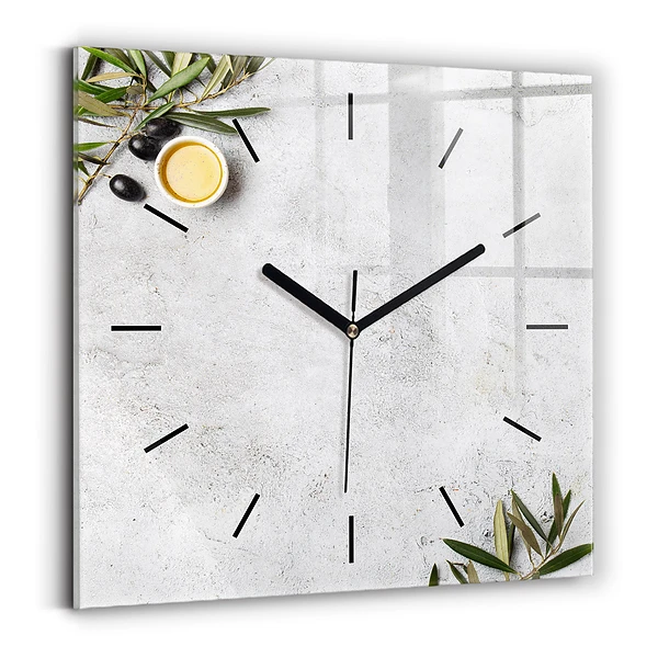 Wanduhr quadratisch mit motiv Minimalistische Oliven