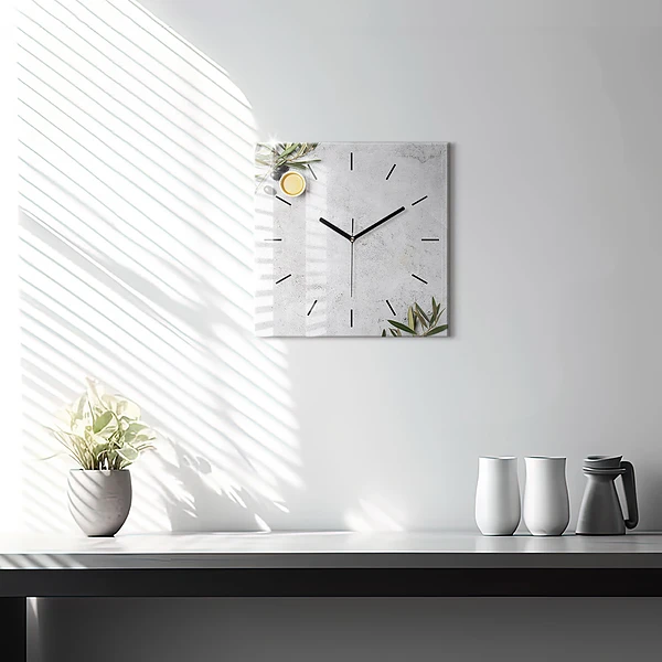 Wanduhr quadratisch mit motiv Minimalistische Oliven