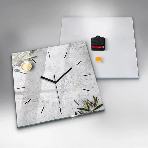 Wanduhr quadratisch mit motiv Minimalistische Oliven