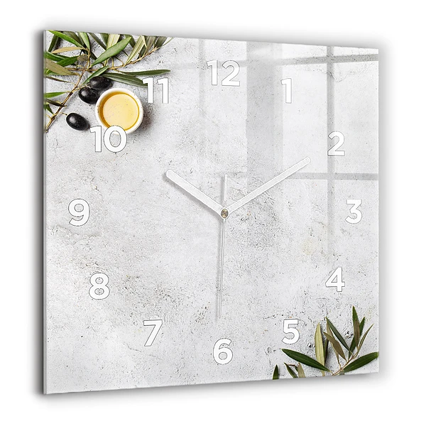 Wanduhr quadratisch mit motiv Minimalistische Oliven