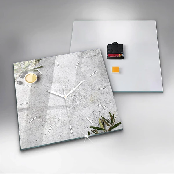 Wanduhr quadratisch mit motiv Minimalistische Oliven