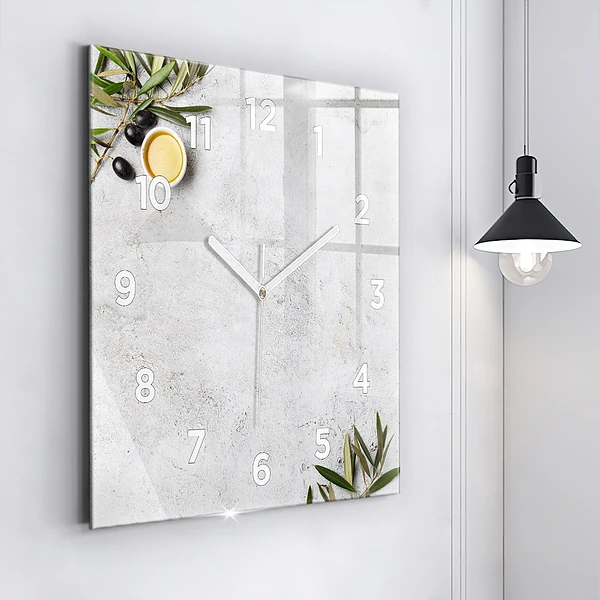 Wanduhr quadratisch mit motiv Minimalistische Oliven