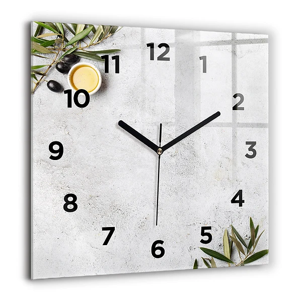 Wanduhr quadratisch mit motiv Minimalistische Oliven