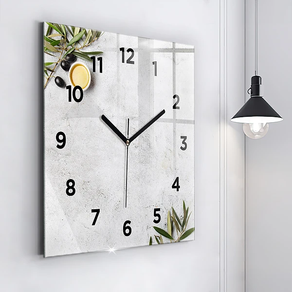 Wanduhr quadratisch mit motiv Minimalistische Oliven