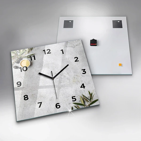 Wanduhr quadratisch mit motiv Minimalistische Oliven