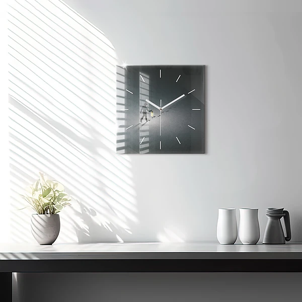 Wanduhr quadratisch Wanderer in der Dunkelheit