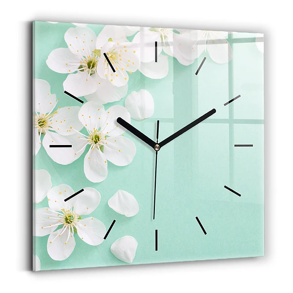 Wanduhr quadratisch Blühende Gänseblümchen