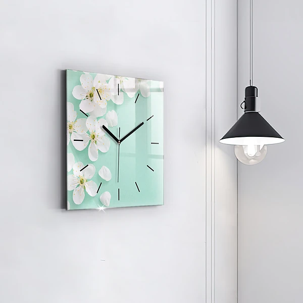 Wanduhr quadratisch Blühende Gänseblümchen