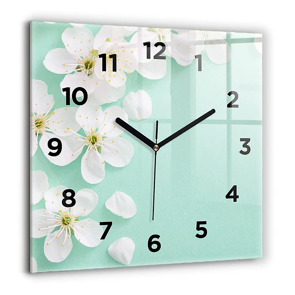 Wanduhr quadratisch Blühende Gänseblümchen