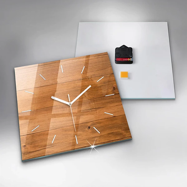 Wanduhr quadratisch mit motiv Hölzerne Bretter