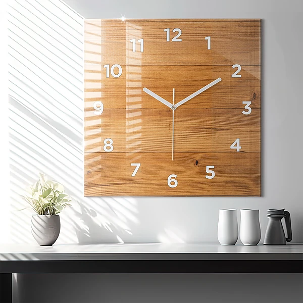 Wanduhr quadratisch mit motiv Hölzerne Bretter