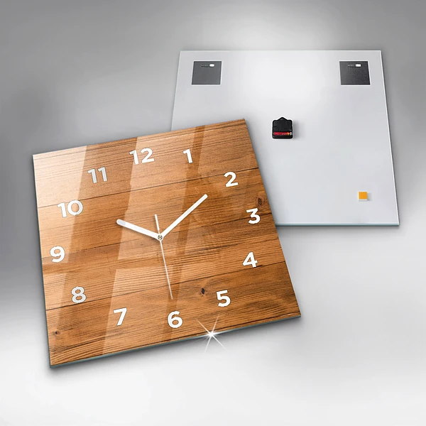 Wanduhr quadratisch mit motiv Hölzerne Bretter
