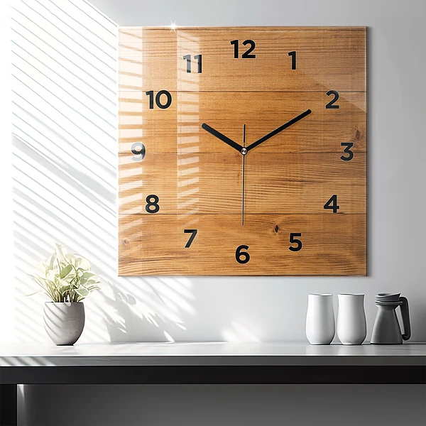 Wanduhr quadratisch mit motiv Hölzerne Bretter