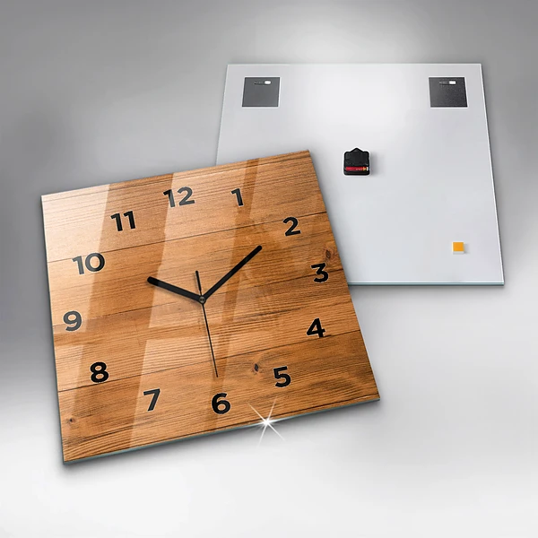 Wanduhr quadratisch mit motiv Hölzerne Bretter