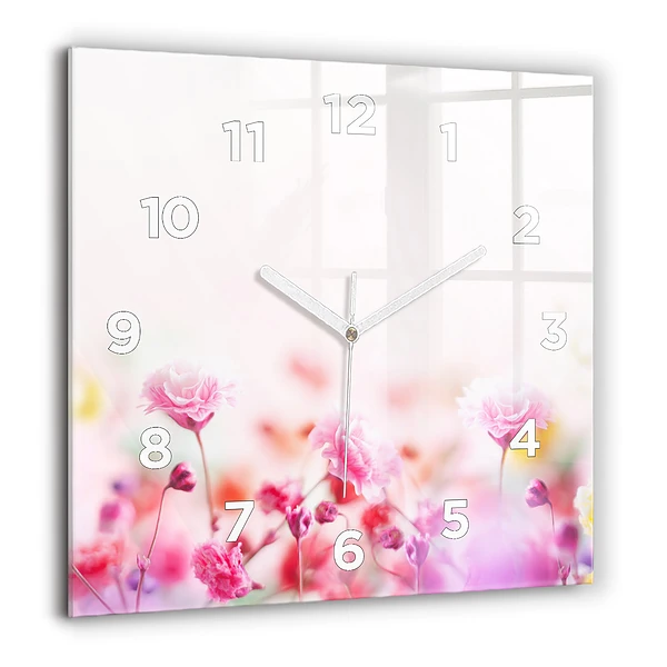 Wanduhr quadratisch mit motiv Blumen auf einer Wiese