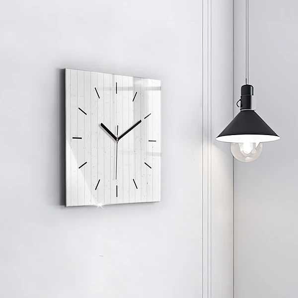 Wanduhr quadratisch Holzplatten Muster