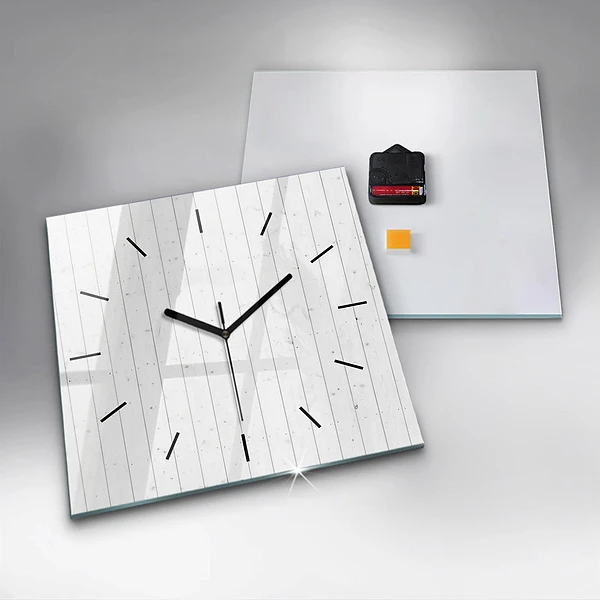 Wanduhr quadratisch Holzplatten Muster