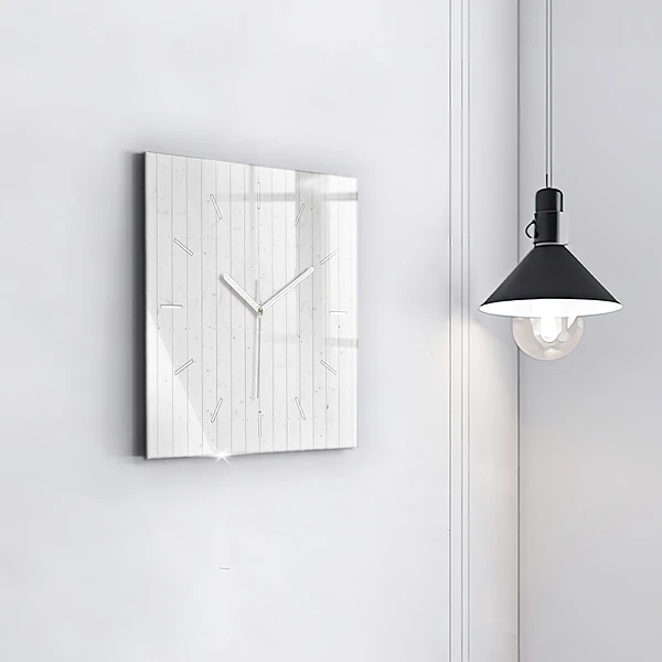 Wanduhr quadratisch Holzplatten Muster