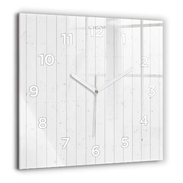 Wanduhr quadratisch Holzplatten Muster