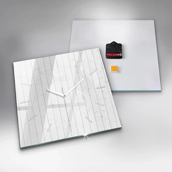 Wanduhr quadratisch Holzplatten Muster