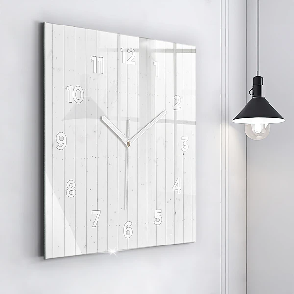 Wanduhr quadratisch Holzplatten Muster